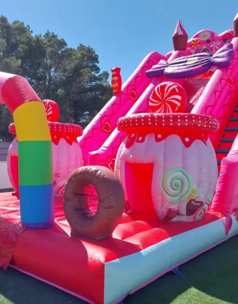 Alquiler de castillo hinchable GOLOSINAS con Tobogán en Palma de Mallorca