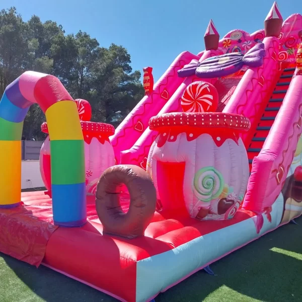 Alquiler de castillo hinchable GOLOSINAS con Tobogán en Palma de Mallorca
