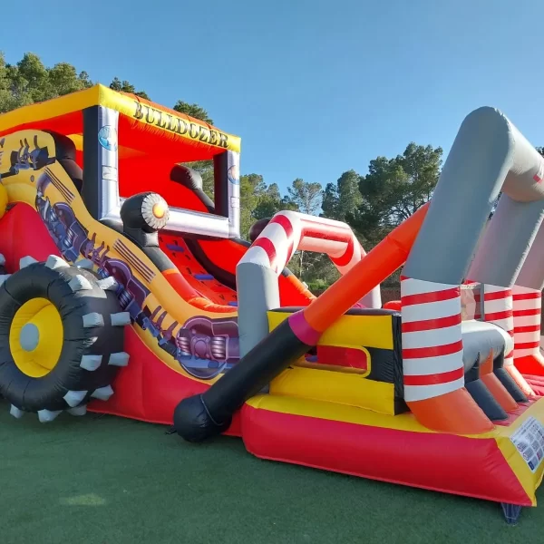 Alquiler de castillo hinchable Tractor Bulldozer con Tobogán en Palma de Mallorca