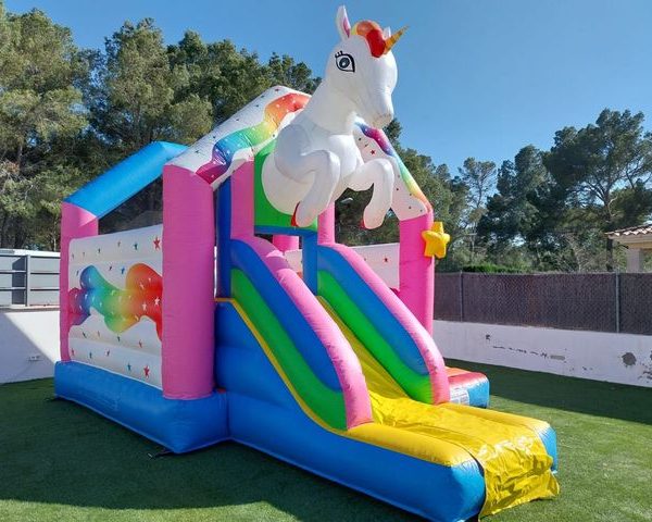 Alquiler de castillo hinchable Unicornio con Tobogán en Palma de Mallorca